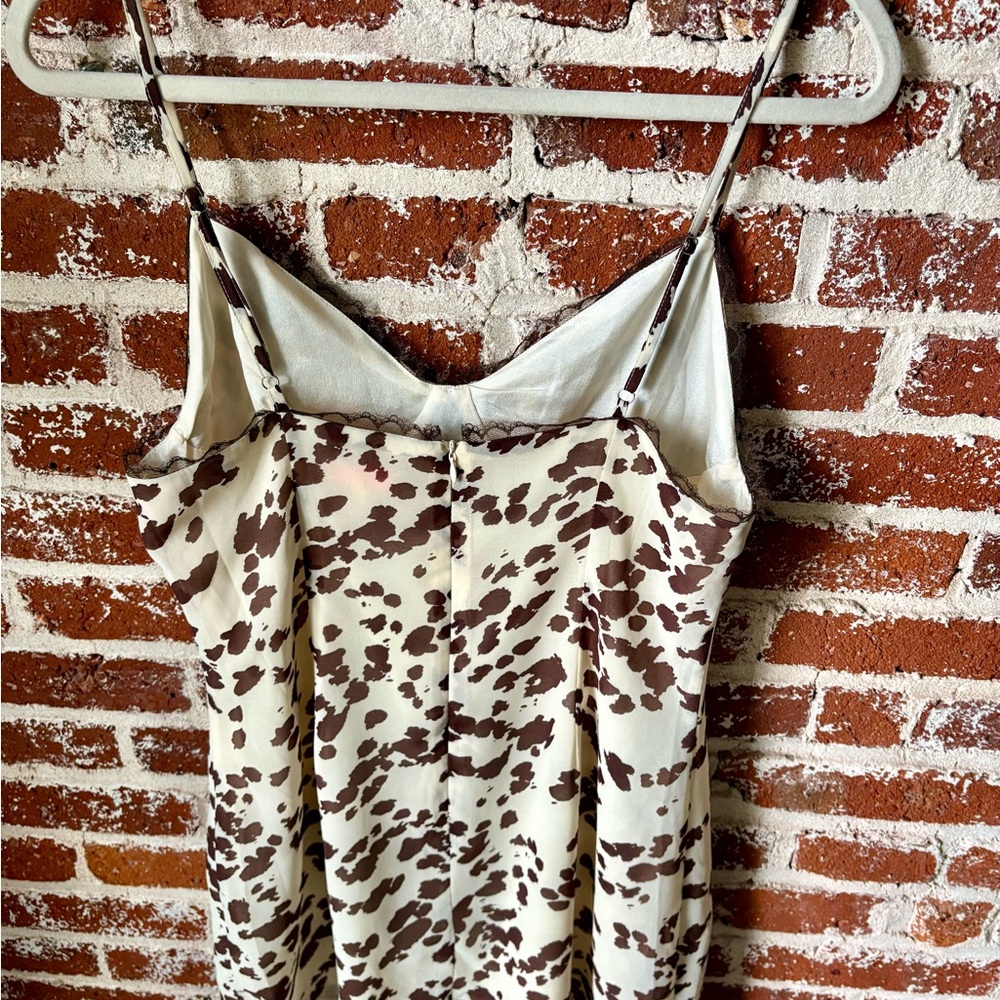 re:named Cow Print Cream and Brown Mini Dress with lace details - Picture 6 of 7